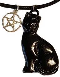 Black Cat & Pentagram amulet - Click Image to Close