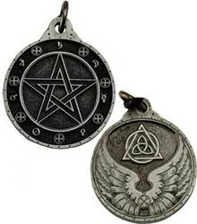 Pentagram talisman silver color - Click Image to Close