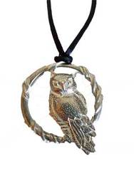 Owl in Circle amulet - Click Image to Close