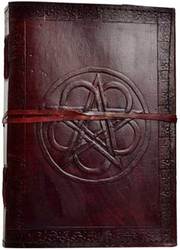 Pentagram leather blank book w/ cord - Click Image to Close