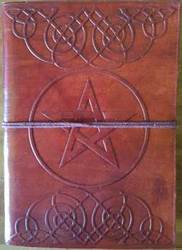 5" x 7" Pentagram leather blank book w/cord - Click Image to Close