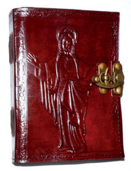 Jesus leather blank book w/ latch - Click Image to Close