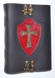 Red Shield leather blank book w/ latch - Click Image to Close