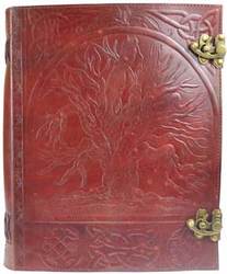 10" x 13" Tree leather blank book w/ latch - Click Image to Close