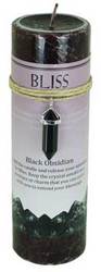 Bliss pillar candle with Black Obsidian pendant