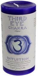 Third Eye Chakra pillar candle 3" x 6" - Click Image to Close