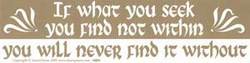 If What You Seek You Find Not Within You Will Never Find It bumper sticker - Click Image to Close