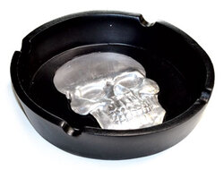 4 1/4" silver Skull ashtray