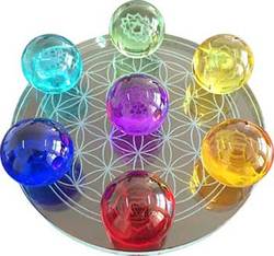 55mm 7 Chakra Flower of Life set gazing balls - Click Image to Close