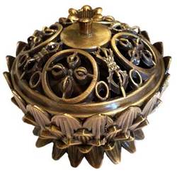 Lotus incense burner, antique bronze