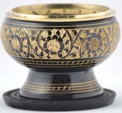 Black Engraved brass incense burner