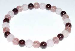 6mm Rose Qtz, Strawberry Qtz & Garnet bracelet - Click Image to Close