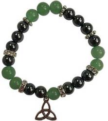 8mm Green Aventurine/ Hematite with Triquetra - Click Image to Close