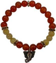 8mm Carnelian/ Rutilated Quartz with Ganesha - Click Image to Close