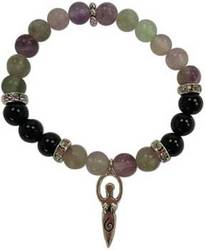 8mm Fluorite/ Amethyst Stone with Goddess - Click Image to Close