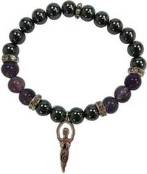 8mm Hematite (man-made)/ Amethyst with Goddess - Click Image to Close