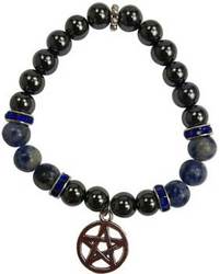 8mm Hematite (man-made)/ Sodalite with Pentagram - Click Image to Close