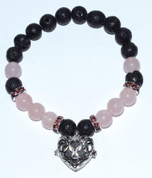 8mm Lava/ Rose Quartz with Aromatherapy - Click Image to Close