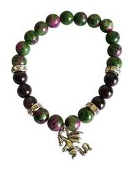 8mm Ruby Zoisite/ Garnet with Dragon - Click Image to Close