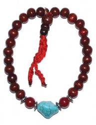 8mm Rose Wood/ Turquoise - Click Image to Close