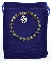 8mm Larvikite & Pentagram bracelet - Click Image to Close