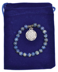 8mm Lapis & Flower of Life bracelet