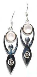 Goddess with rose quartz moon earrings - Click Image to Close