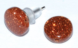 Red goldstone stud earrings - Click Image to Close