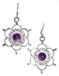 1.25" Lotus amethyst earrings - Click Image to Close