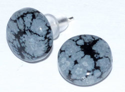 Snowflake obsidian stud earrings - Click Image to Close