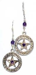 Pentacle amethyst earrings