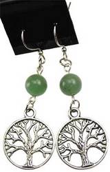 Green Aventurine Tree of Life earrings - Click Image to Close