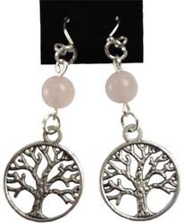 Rose Quartz Tree of Life earrings