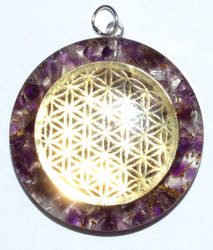 1 1/2" Flower of Life Orgone Amethyst & Quartz - Click Image to Close