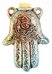 Hamsa Hand Raku Oil Bottle