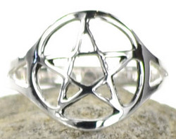 silver plated brass Pentagram ring size 7 - Click Image to Close