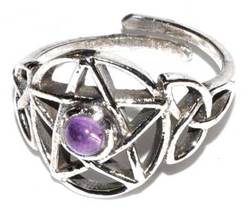 Pentacle amethyst adjustable ring