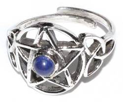 Pentacle lapis adjustable ring - Click Image to Close