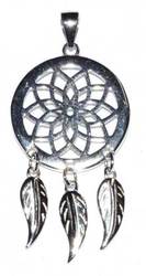 3/4" Dreamcatcher sterling pendant - Click Image to Close