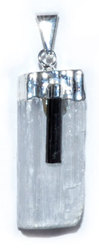 Selenite W/ Tourmaline pendant - Click Image to Close