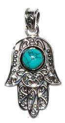 Fatima hand turquoise pendant - Click Image to Close