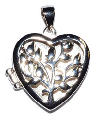 3/4" Tree Heart locket sterling pendant - Click Image to Close