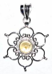 1.25" Lotus citrine pendant - Click Image to Close