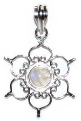 1.25" Lotus rainbow moonstone pendant - Click Image to Close