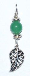 Leaf pendant with green aventurine bead