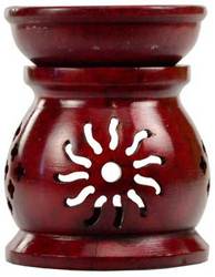 3 1/2" Red Soapstone oil diffuser - Click Image to Close