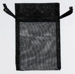 2 3/4" x 3" Black organza pouch - Click Image to Close