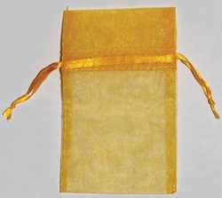 2 3/4" x 3" Gold organza pouch - Click Image to Close