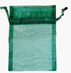 2 3/4" x 3" Green organza pouch - Click Image to Close