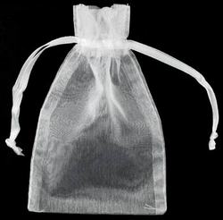 2 3/4" x 3" White organza pouch